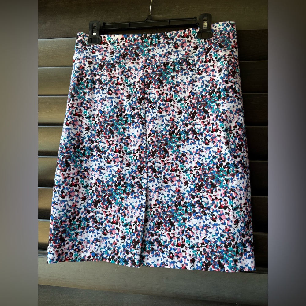 Margaret M Skirt Medium Stretchy Pull On Pencil Skirt Abstract Pattern Pink Blue - Picture 2 of 6
